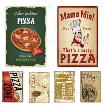 Pizza Kovové Prihlásiť Vintage Tin Prihlásiť Doska Vintage Retro Steny Výzdoba Pre Cafe Bistro, Reštaurácia Pizza Zóna