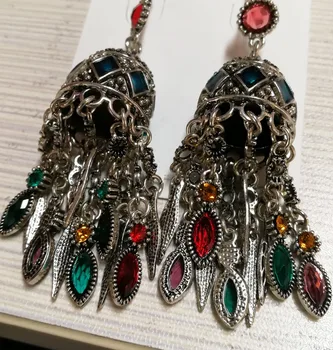 Indický Jhumka Drahokamu Vyhlásenie Náušnice pre Ženy Bohemia Perlové Náušnice Oorbellen Egypt Cigán turecká Strana Šperky