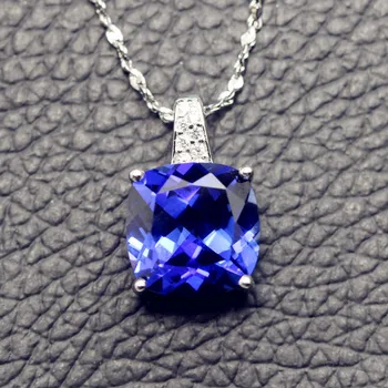 Štvorcový tvar Pruská modrá stone náhrdelník prívesky korund kamene vložkou S925 striebro ženy šperky doprava zadarmo