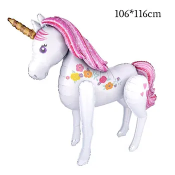 Unicorn Dekorácie Dodávky 3D Veľké Unicornio Chôdza Zvierat Fóliové Balóniky Dievčatá Narodeniny Tému Party Dekor Priazeň