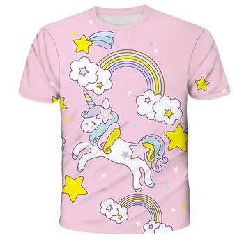 3D Jednorožec T-Shirts detský Letný Komiksu, Anime Pony Dievčatá Oblečenie pre Chlapcov Unisex Krátke Rukávy Tees Detská Móda Posádky Krku Topy