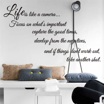 život je ako fotoaparát vinyl na stenu umenie nálepky citácie obývacia izba domáce vnútorné dekor diy vymeniteľné obtlačky dekorácie