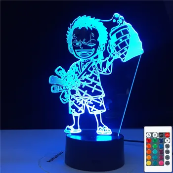 3D-4798 Anime JEDEN KUS Led Nočné Svetlo Roronoa Zoro Obrázok Nočného pre Deti, Detskej Spálne Dekorácie Usb Tabuľka 3d Lampa Darček