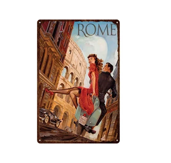 Svetoznámej Cestovného Ruchu Mesta Rím, Paríž, Londýn Klasickej Architektúry Retro Prispôsobiteľné Dekoratívne Kovové Doska Tin Farba Tin Prihlásiť