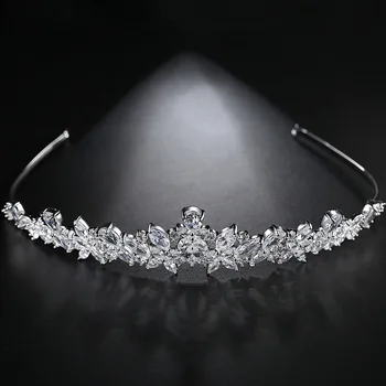 LUOTEEMI Luxusné Svadobné Svadobné Crystal Tiara Korún Princezná, Kráľovná Sprievod Jasné, CZ Šperky hlavový most Svadobné Doplnky do Vlasov