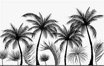 Milofi vlastné foto tapety nástenná maľba čiernej a bielej náčrt štýl tropickom dažďovom pralese coconut tree Nordic TV pozadí na stenu
