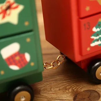 Nové Rokov Darček pre Dieťa, Hračky, Drevené Červený Vianočný Kamión Strom Autobus, Vlak Vianočné Adventné Časovač, Kalendár Box Ploche Ozdoby