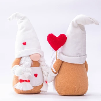 Šťastný Valentín Červená Láska Srdce Anonymný Gnome Ručné švédsky Tomte Oblečenie pre Bábiky Sviatok Valentína, Vianoce, Výzdoba