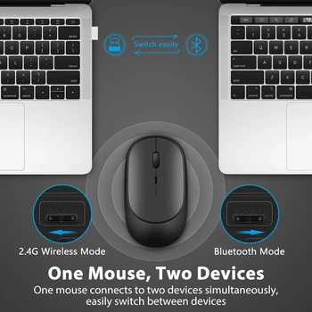 Bezdrôtová Myš pre MacBook PC, iPad Počítač Nabíjateľná Dual Režimy Bluetooth 4.0 + USB myš s 3 Nastaviteľné DPI
