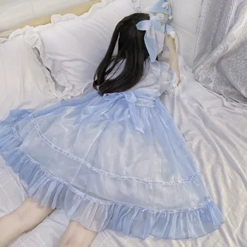 Lolita Japonský mäkké, sladké dievča bábiku golier bowknot krátky rukáv šaty Kawaii dievča 2020 nové letné sladké šaty