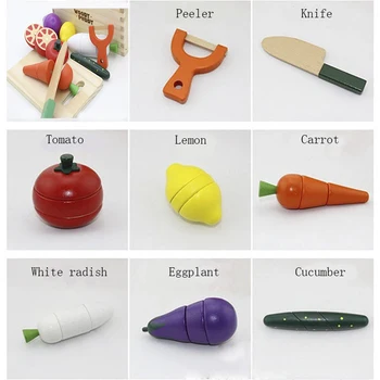 Drevené simulácia kuchyňa série hračiek cut ovocie a zelenina, hračky Montessori začiatku učiť dom hračky pre deti, darčeky