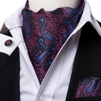 AKO-1018 Mužov Vintage Fialová Paisley Svadobné Formálne Cravat Ascot Scrunch Samostatne Britský štýl Gentleman Hodváb Luxusné pánske Cravat