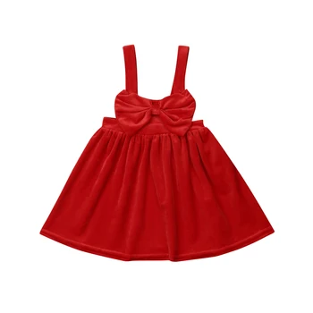1-6Y Vianočné Dieťa, Dieťa Dievčatá Červené Zamatové Šaty Princezná Veľký Luk Tutu Celkovo Dresss Strany Svadobné Šaty Pre Dievčatá