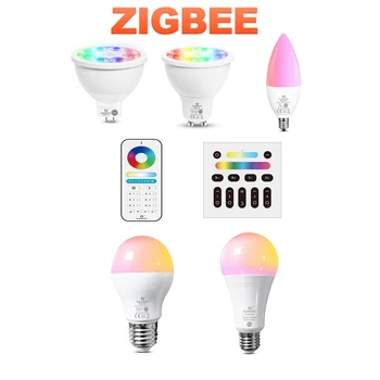 Zigbee 3.0 LED Smart Žiarovky Pro MR16 GU10 E14 E27 4W Led Lampou 6W 12W RGB+SCS Led Svetlo Kompatibilné Echo Alexa APP/Hlas/RF Diaľkové