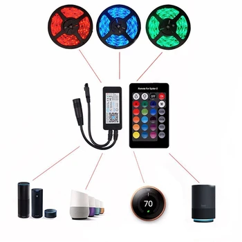 WiFi 4Pins Mini 24 Kľúče, Diaľkové Ovládanie RGB LED Wirlesss ovládač Funguje s Amazon Alexa DC5-24V pre LED Pásy Light Dimmer