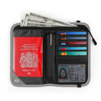 Gonex RFID Blokovanie Cestovný Pas Peňaženky Vodu Odpudzujúce Polyester Dokument Organizátor Zips Prípade Odnímateľný Popruh By mal