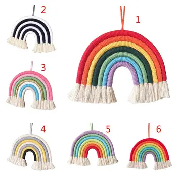Nordic Ručne tkané Boho Rainbow Strapec Lano Deti Miestnosti Dekorácie Prívesok P31B