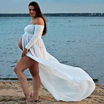 Štrbinové-Predné Tehotné Materskej Šaty Na Tehotenstvo, Tehotné Oblečenie Maxi Šaty Žien Sexi Fotenie Fotografovanie Rekvizity, Oblečenie