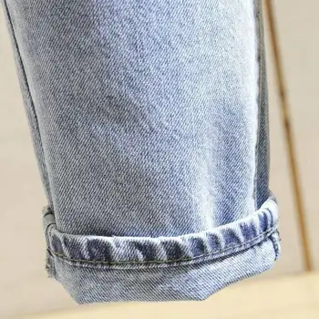 Laamei Vysoký Pás Džínsy Ženy Nohavice Voľné Bežné Kórejský Štýl Nohavice Plus Veľkosť Vintage Denim Nohavice Pantalon S Pásom