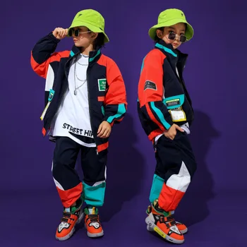 Pre 4 -16 Rokov Chlapci Dievčatá Hip Hop Oblečenie Set sa Coats Topy, Nohavice pre Deti Fáze Tanečných Kostýmov, Nosenie Sála Jeseň Cool Oblečenie