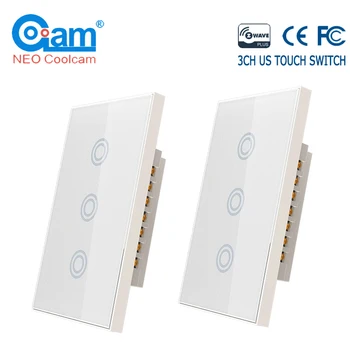 COOLCAM 2PSC/veľa 3CH Z-wave Plus NÁS 3 Gang Dotykový Spínač Smart Remote Contro Light Switch Panel Home Automation ZWave NÁS 908.4 MHZ