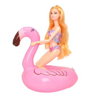 Móda Ručné 6 Položiek/Veľa Zvierat Plávanie Krúžok Bábika Príslušenstvo Deti Hračky Objekty Pre Barbie Hry Najlepšie DIY darček Pre Dievča