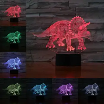 Novinka 3D Lampa Ilúzie Nočné Svetlo LED Žiarovka USB RGB Multicolor Dinosaura Stegosaurus Jurský Park Svet Detí, Vianočné Darčeky