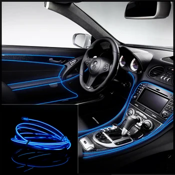 2017 New 2.3 mm 1Meter LED Pásy Niť Žiariace Auto prístrojový panel Dekoratívne 12V Vodiča, Flexibilné Neónové Svetlo EL oceľové Laná