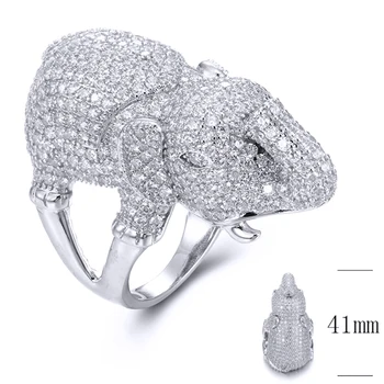 Veľmi Veľký Slon krúžok Žien Zvierat Šperky Plný Crystal Cubic zirconia kamene Veľké Krúžky Medené Šperky