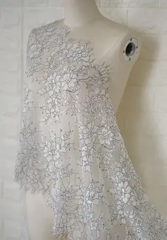 Široká 45 CM, dva-farba šedá, spodnej black line rias čipky textílie DIY high-end oblečenie svadobný závoj, sukne príslušenstvo