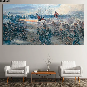 Gettysburg Americkej Občianskej Vojny, Nordic Štýl Plagát, Tlač Minimalistický Wall Art Plátno, Maľovanie Na Krajinný Obraz Domova