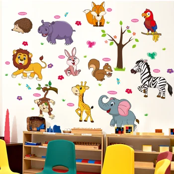[shijuekongjian] Cartoon Zvieratá Samolepky na Stenu DIY Dekoratívne Lions Stenu pre Deti Detská Izba Spálňa Detská Dekorácia