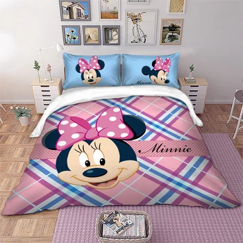 Disney Minnie Mouse posteľná bielizeň nastaviť Ružová Cartoon Perinu obliečky na Vankúše Twin Plný Kráľovná King Size deti posteľ nastaviť dropshipping