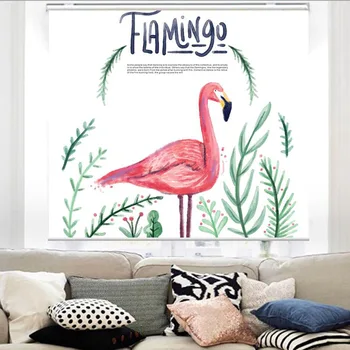 Nordic Flamingo Vytlačené Rolety, Žalúzie & Žalúzie, Zelenej Listovej Maľovanie Zatmenie Rolety na okna Prispôsobiť JR011