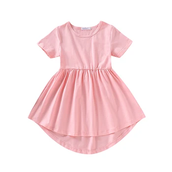 2019 Úplne Nové Letné Dieťa Baby Girl Dress Čisté farebné Party Šaty na Tuhé Prehrabať Oblečenie, 3 Farby