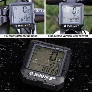 INBIKE Káblové Požičovňa počítadlo kilometrov Nepremokavé Podsvietenie LCD Digitálny Cyklistické Bike Počítača Rýchlomer Oblek pre Väčšinu Bicykle