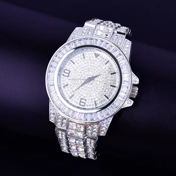 Pánske hodinky Veľké Dial Vojenské Quartz Hodiny Luxusné Baguett Drahokamu Business Nepremokavé náramkové hodinky Relogio Masculino