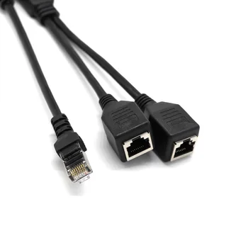 RJ45 Mužov a 2 Ženy Converter Adaptér Ethernet LAN Sieťový Konektor Rozšírenie Splitter Kábel Pre PC, TV, Internet, Doprava Zdarma