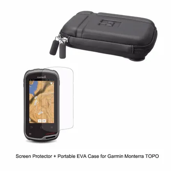 Vozidlo Prenosné EVA Prípade Taška + Clear Screen Protector Shield Fólia pre Garmin Monterra TOPO Ručné GPS