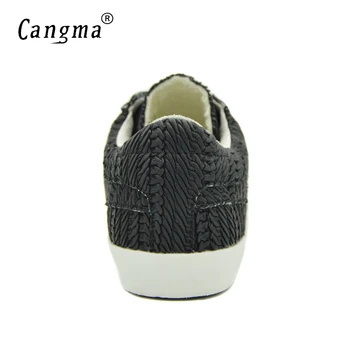 CANGMA Pôvodné Pohodlie Dámy Topánky na Jeseň Čierny Prúžok Ručné Originálne Kožené Tenisky Ženy Calzado Mujer Famale Ploché Topánky