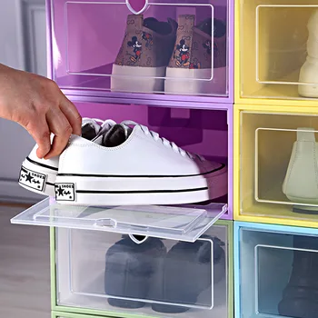 Transparentné topánky box skladovanie, čistenie boxov pribrala prachotesný topánky organizátor poľa môže byť položený zmes botníku