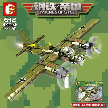 Nové 559pcs WW2 Vojenské Seriálu Ju-88 Bombardér Stavebné Bloky Model nemeckej Armády Lietadla Tehly Hračky pre Chlidren