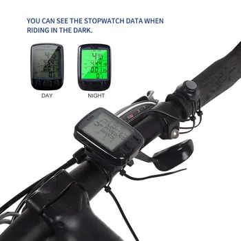 Požičovňa Cyklistické Bicykli Káblové LCD PC počítadlo kilometrov Rýchlomer Nepremokavé + Zelené Podsvietenie Cyklistika Počítač na Koni Drop Shipping
