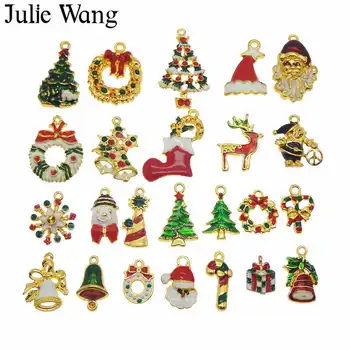 Julie Wang 15pcs Náhodne Poslať Zliatiny Smalt Vianočné Kúzlo Náramok, Náhrdelník Vianočné Dekorácie Nálezy Šperkov, Takže Príslušenstvo