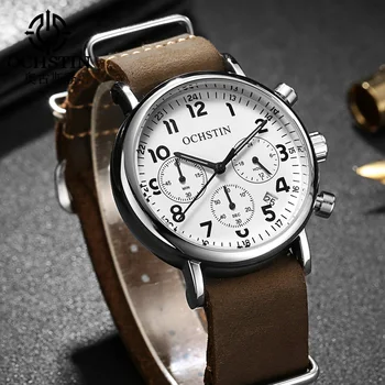 OCHSTIN pánske Klasické Pilot Slim Hodinky Hodiny Top Luxusné Značky Business Náramkové hodinky quartz jedinečný chronograf relogio masculino