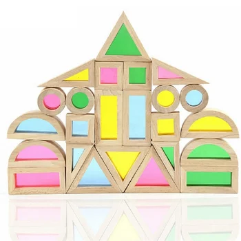 Dieťa Montessori Drevená Hračka Rainbow Vrstvenie Bloky Farebné Vzdelávania Vzdelávacie Konštrukcie Budovy Hračky Nastaviť Pre Ryby Vo Veku 2+