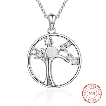 925 Sterling Silver Opal Náhrdelníky pre Ženy Stromu Života, Prívesky, Náhrdelníky Striebro 925 Šperky, Vianočné Darčeky (Lam Hub Fong)