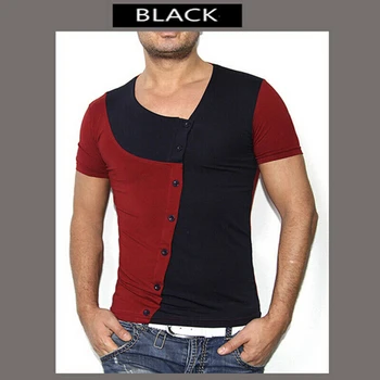 Nové Pánske Slim Fit T Tričko Krátky Rukáv Multi-tlačidlo tvaru Obyčajný Bavlna Top Veľa
