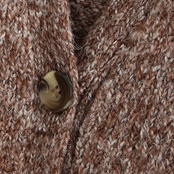 Ženy, vinobranie v krku zmiešané farby pletenie sveter žena základné dlhý rukáv cardigan svetre elegantné voľný čas vrecká topy S245