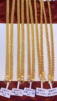 HX 24K Čistého Zlata Náhrdelník Reálne AU 999 Masívneho Zlata Reťazca Žiarivo Jednoduché Luxusnej Módnej Klasické Jemné Šperky Hot Predaj Nových 2020